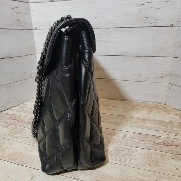 Elegant Black Quilted Satchel